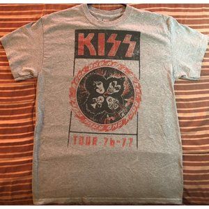 KISS Rock & Roll Over Tour 76-77 Men’s M Size Black Graphic Short Sleeve T-Shirt